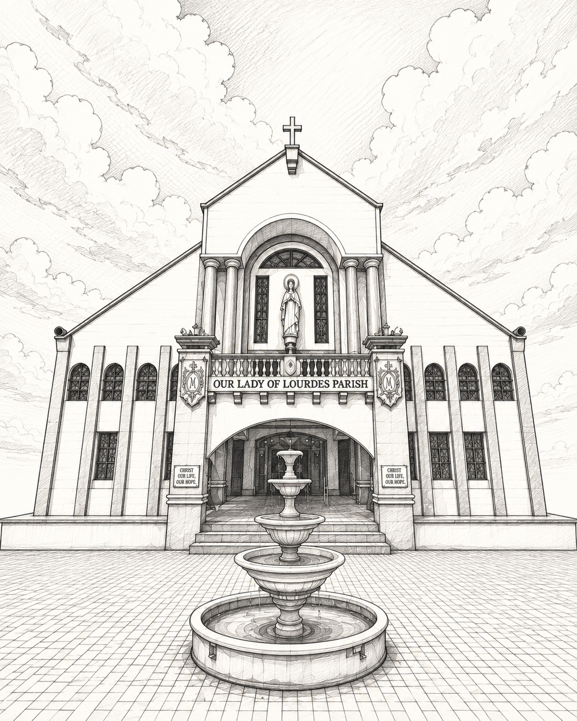 Sketch illustration of the church venue